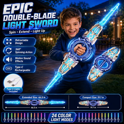 🥳 2026 TOP-ANGEBOT 🥳 💞 50.000+ VERKAUFT! ⚔️✨ 50 % RABATT!  🔋 Wiederaufladbares Lichtschwert mit zwei Klingen – 360° drehbar, ausziehbar, mit 24 Lichtmodi, Bewegungssounds und USB-C-Anschluss.