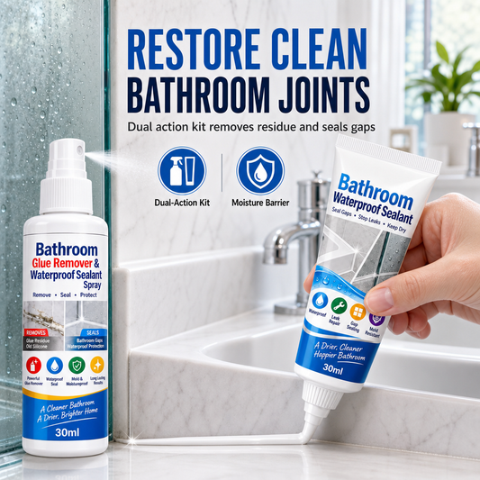 Set mit Klebstoffentferner und wasserfester Dichtmasse für das Badezimmer